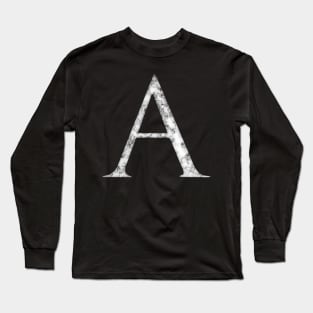 A in Roman White Marble Latin Alphabet Letter Sticker Long Sleeve T-Shirt